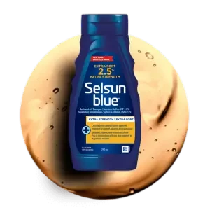 Bottle of Selsun Blue® 2.5% shampoo